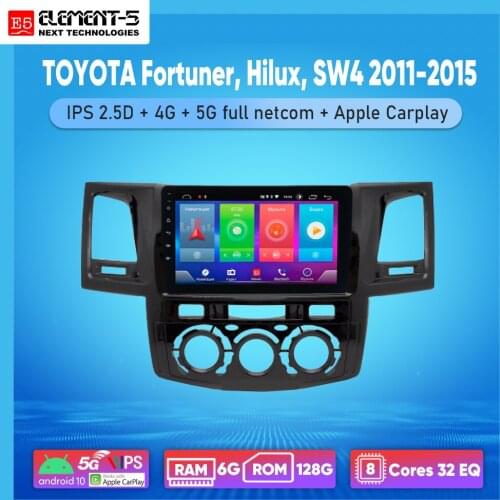 ELEMENT-5 9" 2G+32G Android 10 4G WIFI RDS DSP Car Radio For TOYOTA Fortuner, Hilux, SW4 2011-2015 Navigation GPS HIFI