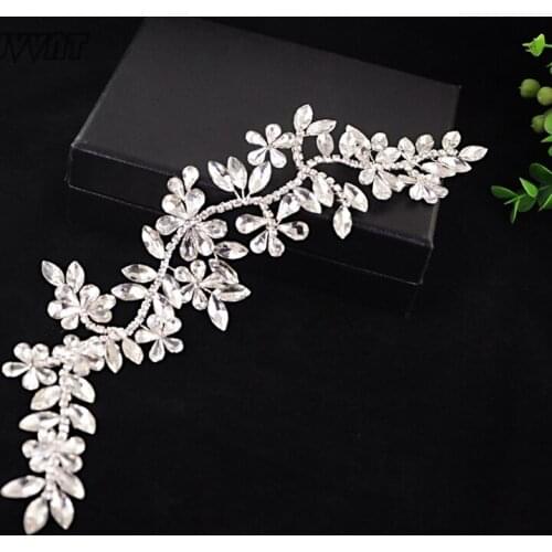 Noble Crystal Bridal Wedding Headdress Accessories Rhinestone Teardrop Leaf Tiara Headband Bridesmaid Hair Girl Women Jewelry