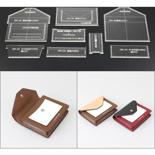 Handmamde wallet Acrylic Template Leather Pattern DIY Hobby Leathercraft Sewing pattern stencils 12.5*9*2cm