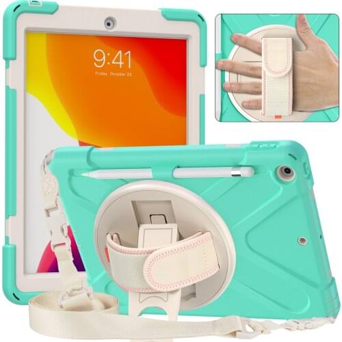 Case For ipad 7th generation 10.2 2020 with rotating hand strap Tablet protective cover for ipad 8th generation Shell Funda+Gift