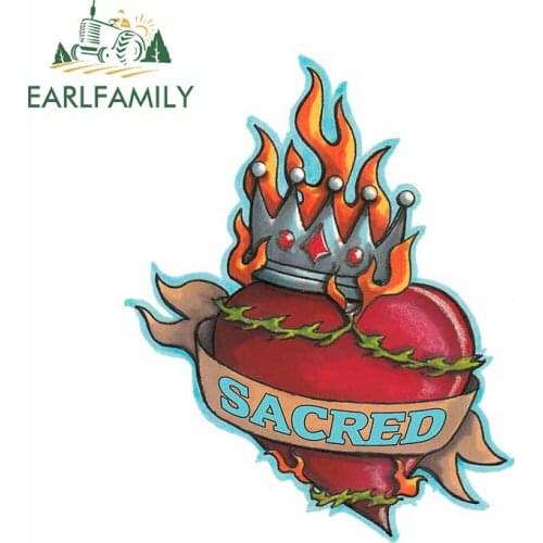 EARLFAMILY 13cm x 10.4cm Cartoon Sacred Heart Car Sticker Rear Windshield Trunk Decoration Vinyl Waterproof Decal Car Styling