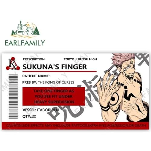 EARLFAMILY 13cm x 6.7cm for Jujutsu Kaisen Car Stickers Sunscreen Vinyl Decals Car Accessories Anime Motorcycle Trunk Decor