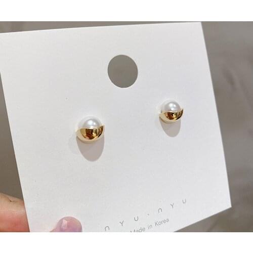Elegant Fashion Pearl Stud Earrings For Women Gold Color Small Earrings Korean Pearls Studs Mini Earring Femme Pendientes