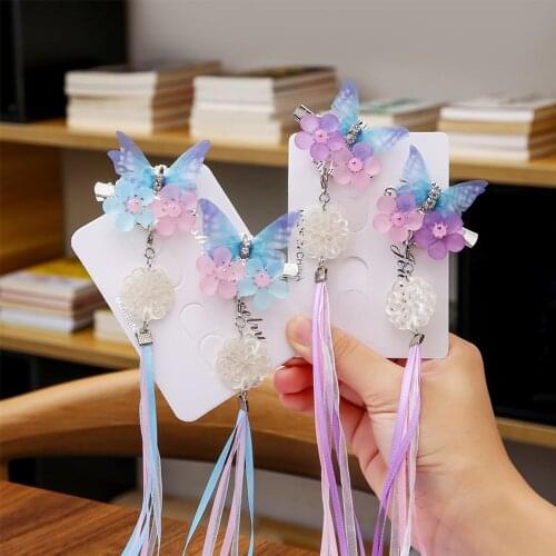 Children Adult Hanfu Headdress Antique Hair Accessories Ancient Ornaments Tassel Butterfly Girl Super Fairy Hairpin Clip