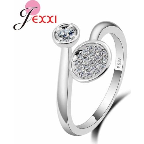 Simple CZ Opending Finger Rings For Wedding 925 Sterling Silver Party Jewelry Female Prevent Allergies Wholesale Price