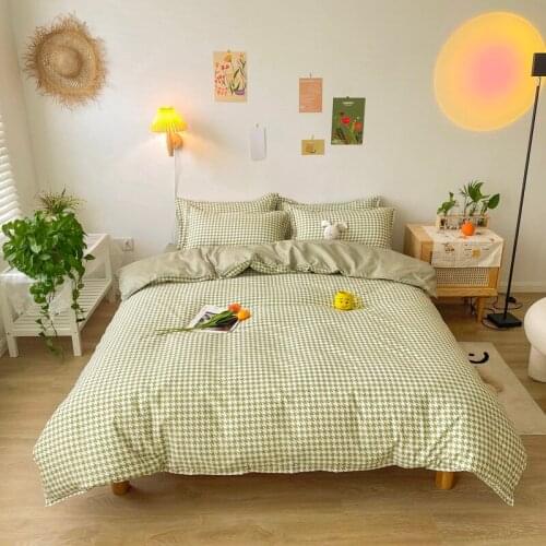 Japanese Duvet Cover Set 175x220 Pillowcase 3Pcs，140x200 Quilt Cover，Extra Large， Green Bedding Set