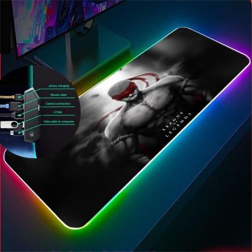 MRG RGB LOL Mouse Pad Type-C 4-Port USB Hub LED Large Size MousepadXXL Laptop Non-slip Mouse Pad Gaming Accessories for LOL