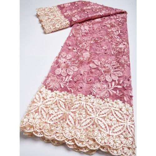 Afriacn Lace Fabric High Quality 2021 Nigeria Tulle Lace Embroidery Mesh Lace Fabric For Party Dresses 2.5 Yards