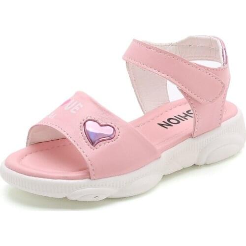 Teens Girls Summer White Pink Open Toe Sandals For Girls School Cartoon Beach Princess Sandals New 5 6 7 8 9 10 11 12 Years
