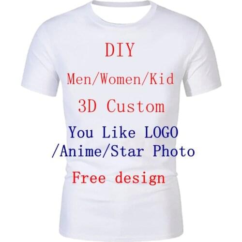 Summer DIY custom 3D printed T-shirts for men and women, children, support various patterns, names, photos,Logo customization