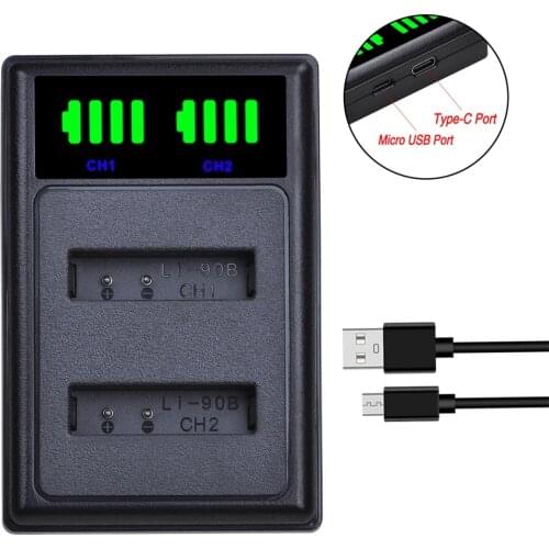 Li-90B Li-92B Li 90B 92B Li90B Battery Charger with Type-c and USB Port for Olympus SH-1 SH-2 Tough TG-3 TG-4 G-5 TG-6 TG-1 his