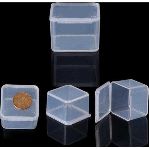 Y1UU Small Square Clear Plastic Jewelry Storage Boxes Beads Crafts Case Containers