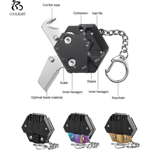 Multifunctional Outdoor EDC Tool Hexagon Folding Coin Pocket Knfe Keychain Mini Screwdriver Camping Hiking Outdoor Multi Tool