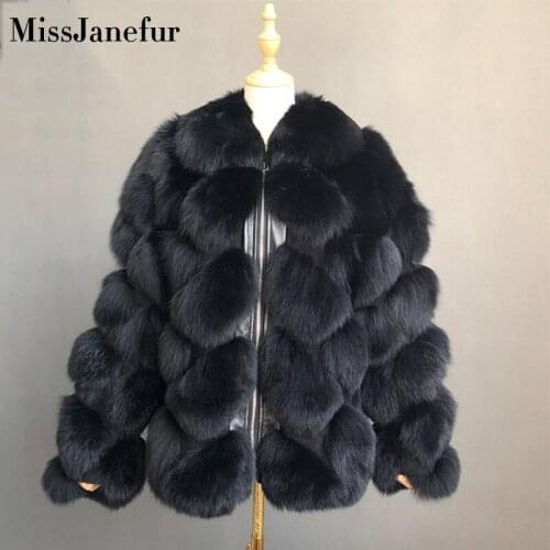 Fashion Dark Gray Coat Short Real Fur Coat Women Natural Fox Fur Coats Winter Nine Quarter Sleeves Warm Clothing