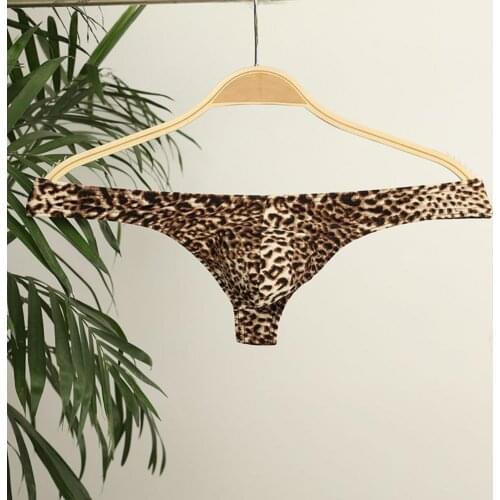 Underwear Leopard Print Breathable Men T Shape Underpants Thongs Male Underwear Gift Quick Dry 3XL шорты мужские