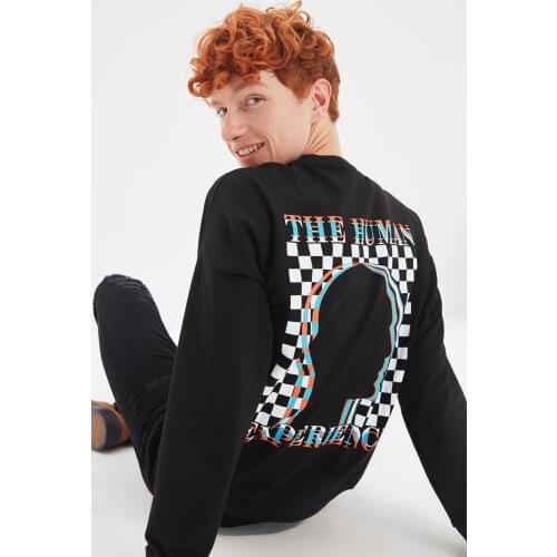 Trendyol Men Oversize Bike Collar Long Sleeve Printed Sweatshirts TMNAW22SW0417