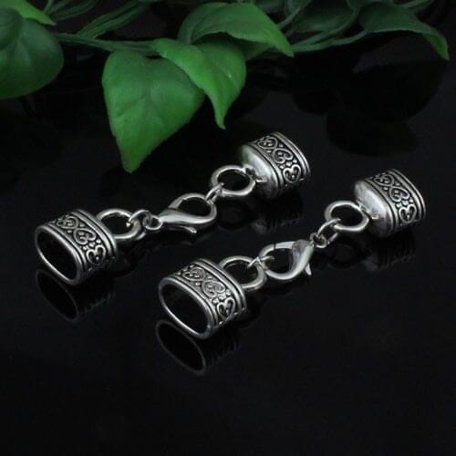 10sets/lot Fashion Zinc Alloy Cord End Caps Set Fit 10x6mm Cord for Necklace Bracelet Connectors Clasp Total Length:55mm K05213