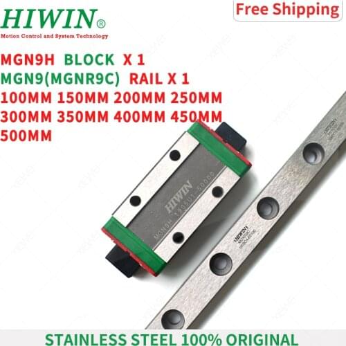 Free Shipping HIWIN Stainless Steel MGN9 150mm 250mm 300mm 350mm 400mm rail with MGN9H slide blocks for 3D Printer