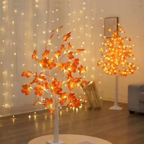 24LED Table-Lamp Maple/Ginkgo/ Christmas Fire Tree Night Light for Home Holiday Bedroom Indoor Kids Bar Decor Fairy Light