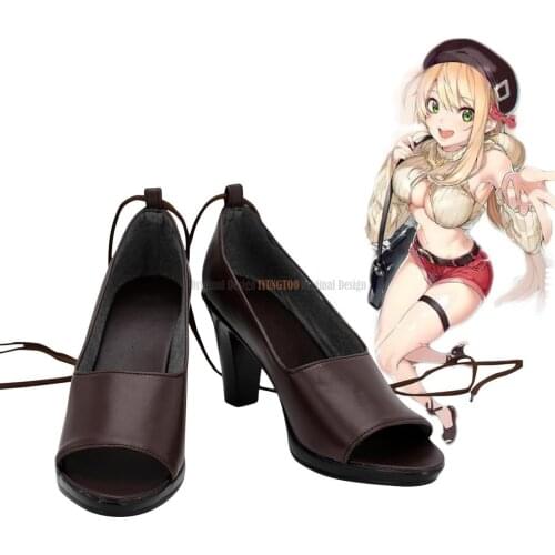 Azur Lane Fiji Shoes Cosplay Azur Lane HMS Fiji Cosplay Sandals Brown Shoes Custom Made