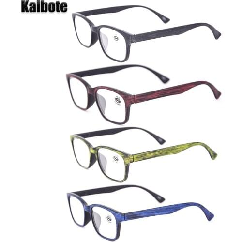 Kaibote Super Valued Pack 4 Pairs New Wood Designe Reading Glasses for Men Women Fashion Coloful Presbyopic Magnifier Eyeglasses