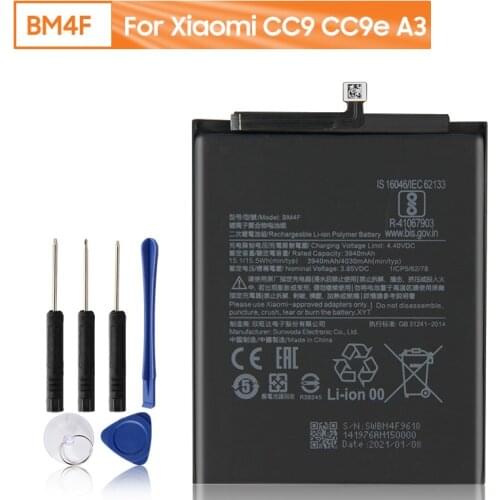 Xiao Mi Original BM4F Battery For Xiaomi Mi CC9 CC9e CC9 e Mi A3 Mi9 Lite Genuine Replacement Phone Battery 4030mAh With Tools