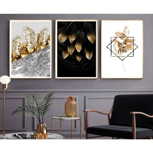 Full square round diamond embroidery Golden Plants Flowers Leaf cross stitch 3d mosaic diamond painting 3pcs office decoration