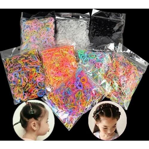 1000Pcs Disposable Elastic Rubber Band Mini Hair Bands Stationery Office School Rubber Bands for Girlsl Kids 2cm