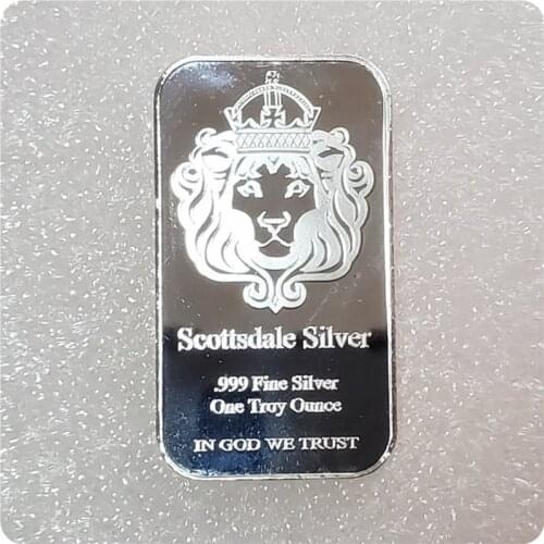 Scottsdale Silver 999 Fine Silver One Troy Ounce 1 Bars Bullion In God We Trust Coin With Display Case