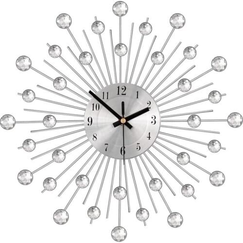Silver crystal metal wall clock original vintage metal home decoration clock WY72404