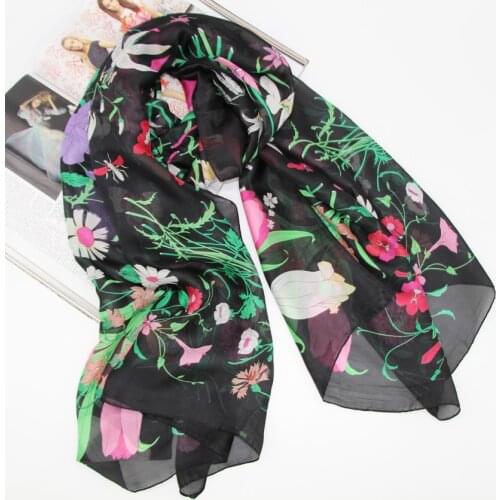 All over floral garden scarf dragonfly printing imitation silk polyester scarf shawls spring wrap Female Foulard 180x90 LL180352