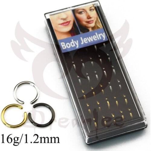 Showlove Box Of 40Pcs New 316L Surgical Steel Fake Piercing Nose Ring Small Plain Open Hoop Stud