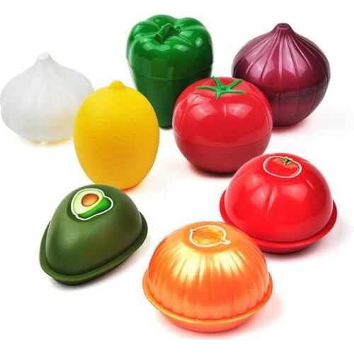 Cute Kitchen Vegetable Fruits Classified Crisper Food Containers Onion Lemon Tomatoes Shaped Plastic Fresh Storage Box Case SN