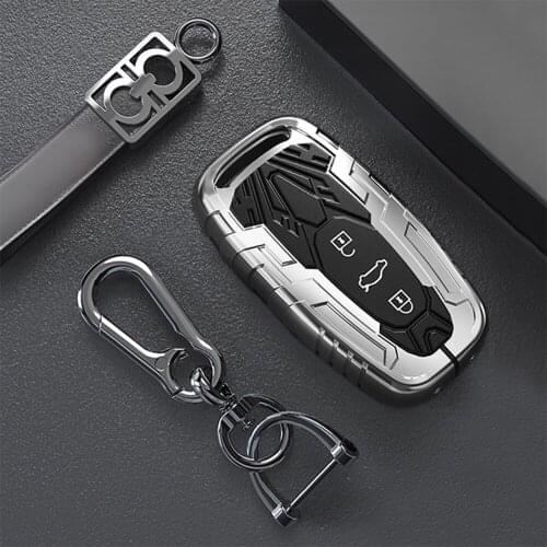 Zinc Alloy Car Remote Smart Key Case Cover Fob Holder Keychain For Audi A4L A5 A6L Q5 Q7 S6 A7 A8L 3 Buttons Key Car Accessories