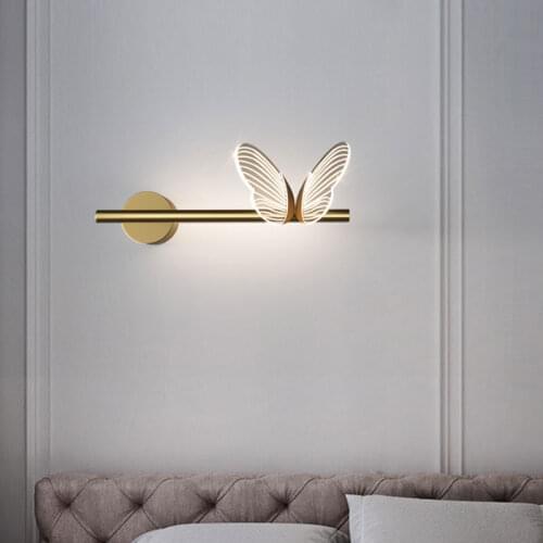 Butterfly LED Wall Lamp Indoor Lighting Background Staircase Light Fixture For Home Bedroom Bedside Living Room Decoration