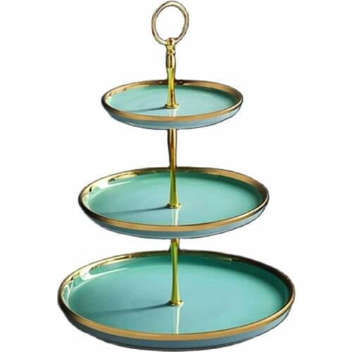 Marble Texture Ceramic Fruit Plate Cake Plates Three-tier Dessert Rack Afternoon Ttea Double-layer Tray Living Room Cake Shelf