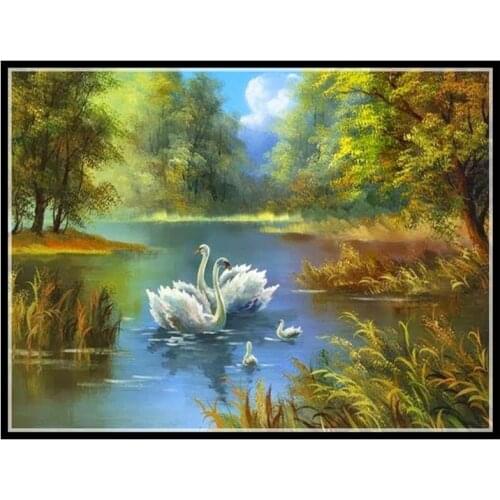 14/16/18/27/28 Golden Panno,Needlework,DIY DMC Cross stitch,Sets For Embroidery kit 14ct unprinted cotton thread Swans in