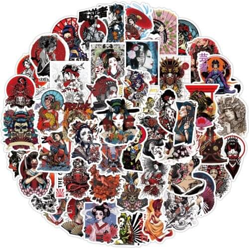 10/30/50pcs Japanese Geisha Stickers Ukiyo-e Art Graffiti Decals DIY Luggage Phone Laptop Guitar Skateboard Car Sticker Kids Toy