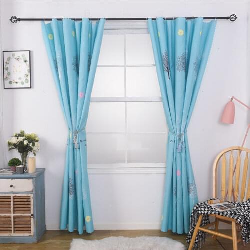1pcs Bay Window Thin Section Perforated Blackout Curtains Dormitory Bedroom Home Curtains Simple Modern Printed Textiles F8284