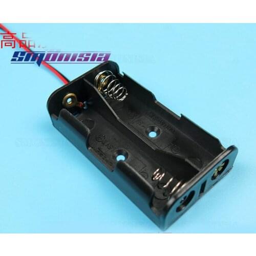 100pcs 2 x AA Battery Storage Case Holder Plastic Box With 2 Slots Wire Leads DIY AA Battery Box Container