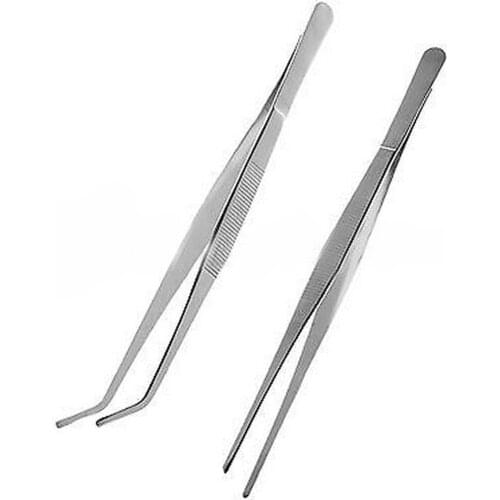 25cm Electronics Industrial Tweezers Anti-static Curved Straight Tip Precision Stainless Steel Forceps Phone Repair Hand Tools