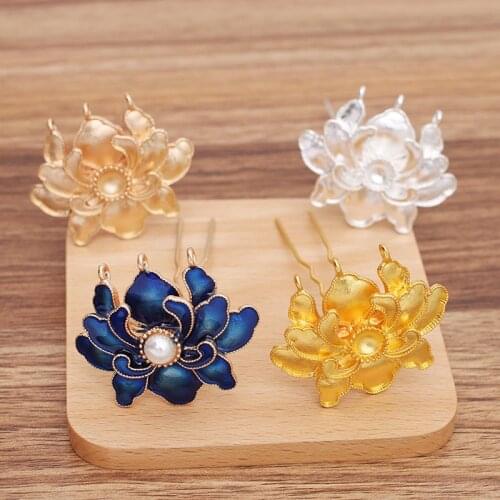5 Pieces/Lot 70 mm Hair Forks Metal Flower Hairpins Hair Accessories For Women DIY Jewelry Making