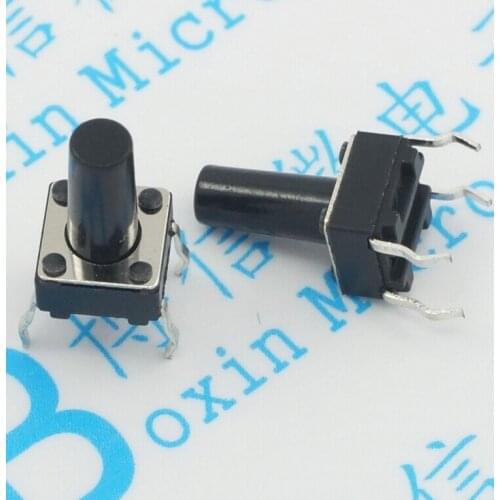 50Pcs/Lot Black Square 6*6*8Mm Square Four Feet Light Touch Switch