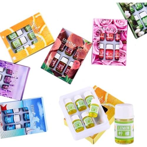 6pcs/set Essential Oil For Aroma Diffuser Humidifier Fragrance Aromatherapy Oil Natural Spa Skin Care Bath Beauty Body