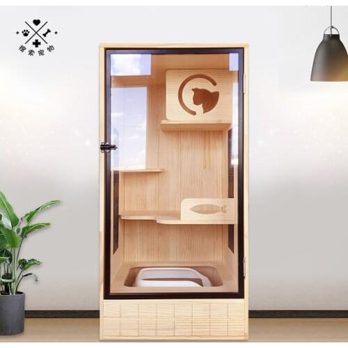 60*60*120 Solid Wood Cat Villa Cat Cage Cat House Luxury Cat Litter Cat Cabinet Display Cabinet Double Cat Climbing Frame