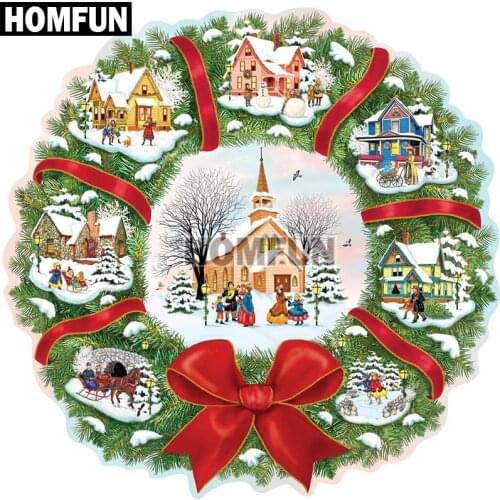 HOMFUN Full Square/Round Drill 5D DIY Diamond Painting "Christmas houses" 3D Embroidery Cross Stitch 5D Decor Gift A00890