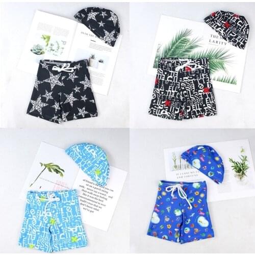 Send Swim Cap Boys Swimwear Pants 2-12Y Baby Boy Kid Child Swimsuit Beach Swim Shorts Cartoon Print Toddler Swimming Trunks 2021