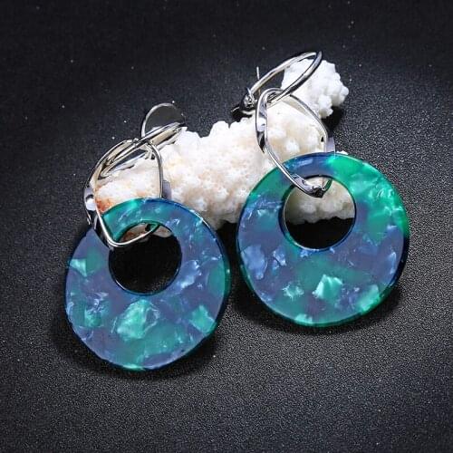 Bulk Price Trendy Long Geometric Acrylic Round Pendant Stud Earrings For Women&Girls Fashion Charm For Evening Dress Jewelry