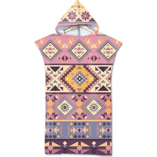 Geometric Hooded Swimming Beach Pool Surf Robe Towel Poncho Man Woman Bathrobe Beachwear Microfiber Bath Beach Towel with Hood