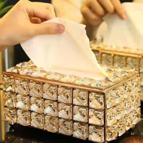 Crystal Tissue Box Desktop Napkin Tissue Storage Box Home Crafts Ornament Tissue Storage Carton Decorationtissue Boxes